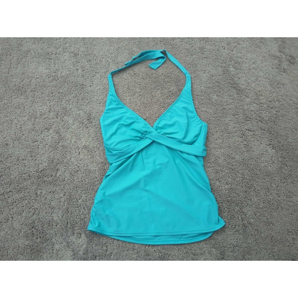 Athleta Tankini Womens 40D TALL Blue Halter Top Tie swimwear Activewear